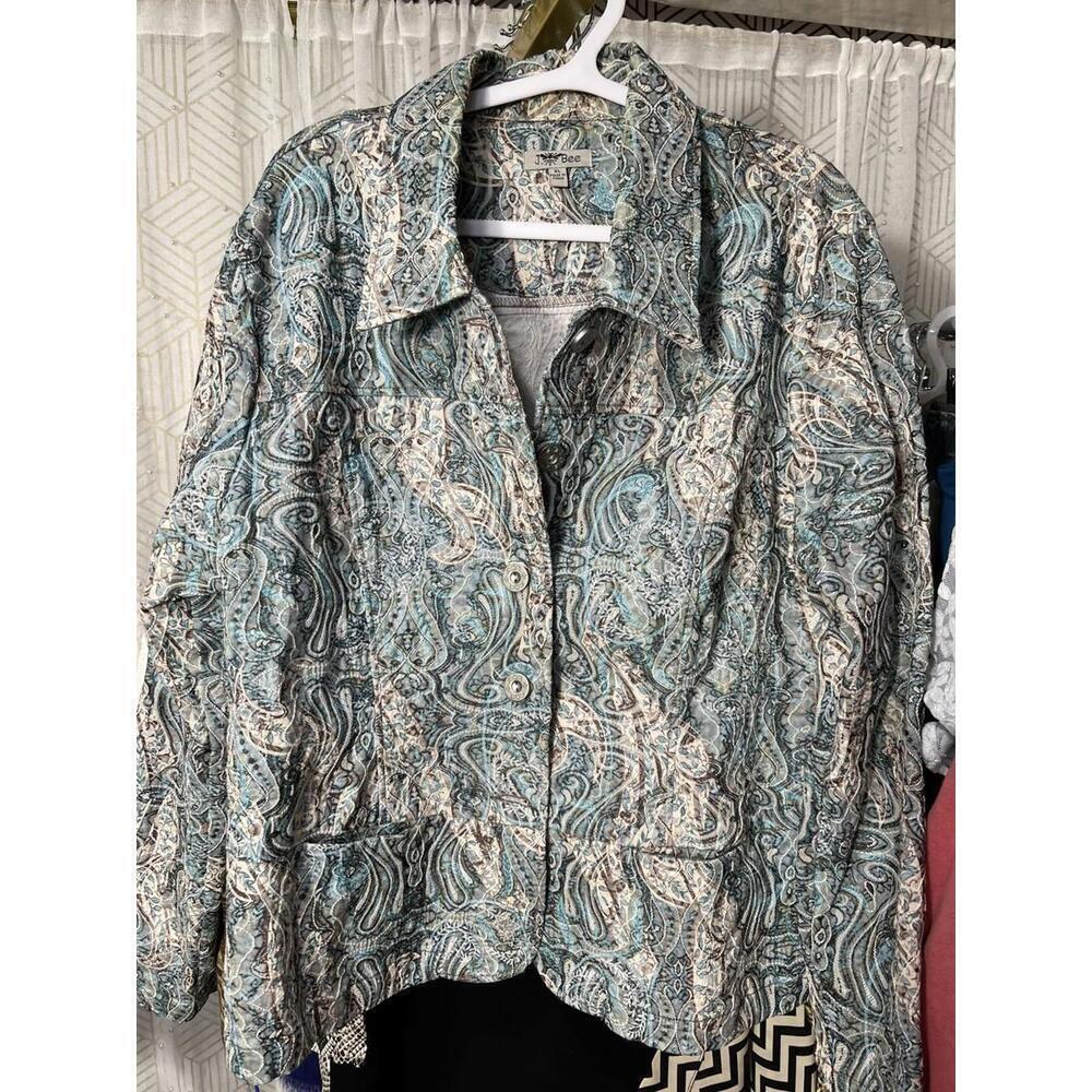 J Bee Womens Shirt Jacket  Embroidered Long Sleeve Button Up  XL